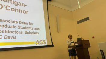 Dean Ellen Hartigan-O'Connor presents the AGS23 closing remarks.