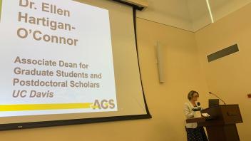 Dean Ellen Hartigan-O'Connor presents the AGS23 closing remarks.